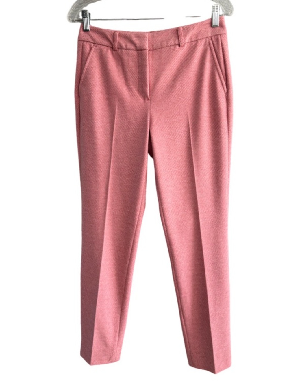 WHBM Slim Ankle Pants Tailored Houndstooth Faded Rose Pink Size 2